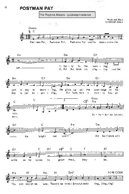 télécharger la partition d'accordéon Postman Pat (Interprètes : The Playtime Allstars) (Quickstep linedance) au format PDF