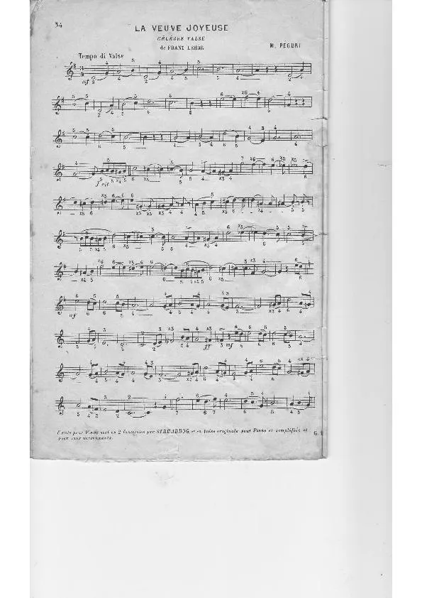 télécharger la partition d'accordéon La veuve joyeuse (Arrangement pour accordéon de Michel Péguri) (Valse) au format PDF