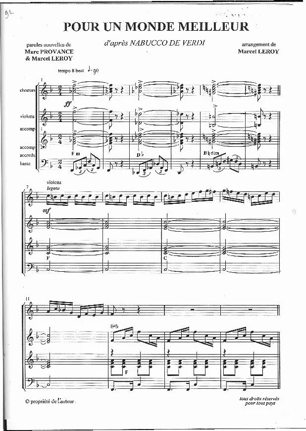 télécharger la partition d'accordéon Pour un monde meilleur (D'après Nabucco de Verdi) au format PDF