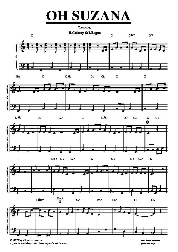 télécharger la partition d'accordéon Oh Suzana (Arrangement de B Galway et I Regan) (Country) au format PDF