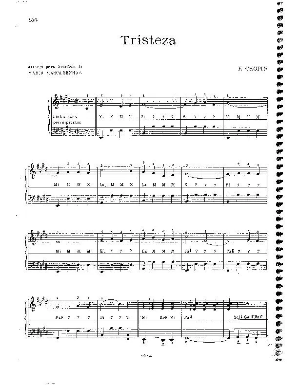 télécharger la partition d'accordéon Tristeza (Tristesse) (Arrangement pour accordéon de Mario Mascarenhas) (Ballade) au format PDF