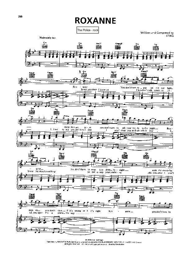 télécharger la partition d'accordéon Roxanne (Interprètes : The Police) (Rock) au format PDF