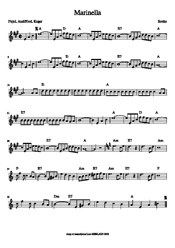 télécharger la partition d'accordéon Marinella (Chant : Tino Rossi) (Relevé) au format PDF