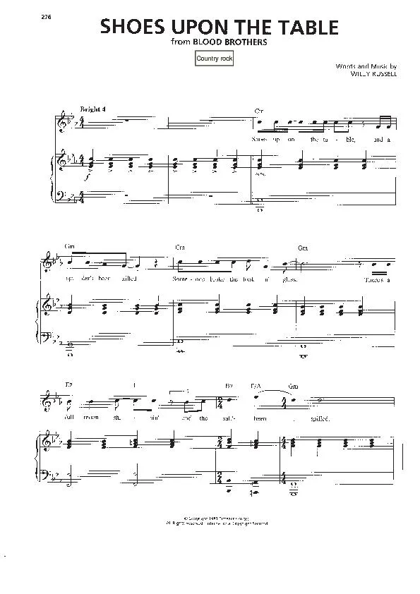 télécharger la partition d'accordéon Shoes upon the table (Du Film : Blood Brothers) (Country Rock) au format PDF