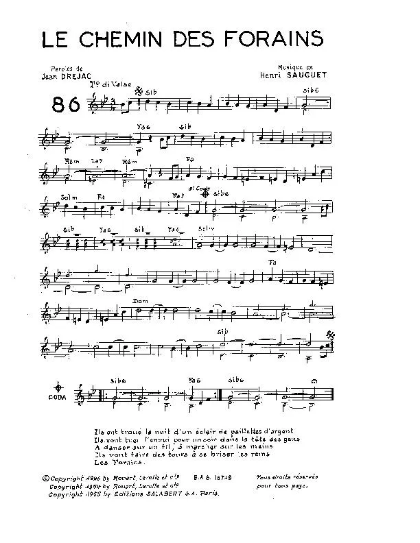 télécharger la partition d'accordéon Le chemin des forains (Chant : Edith Piaf) (Valse) au format PDF