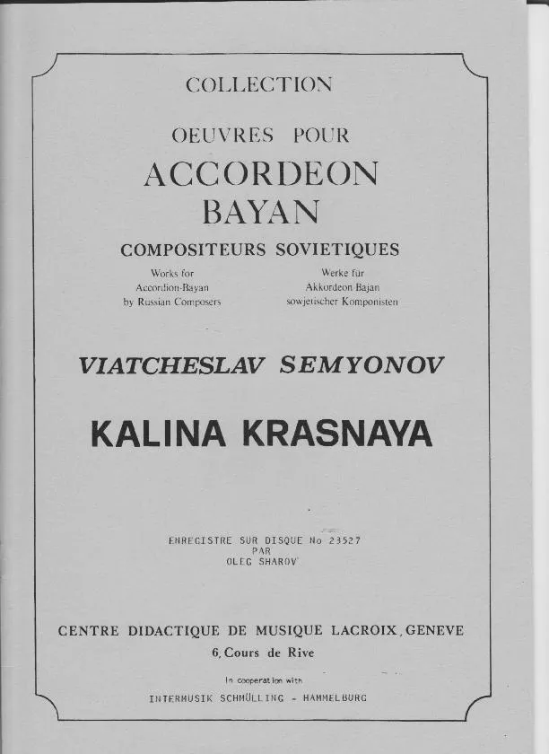 télécharger la partition d'accordéon Kalina Krasnaya au format PDF