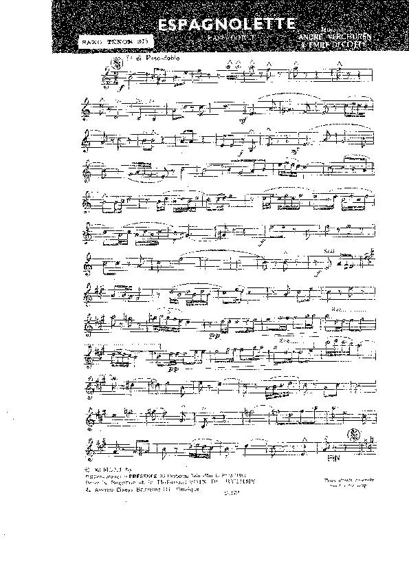 télécharger la partition d'accordéon Espagnolette (Partie : Saxo Ténor Sib) au format PDF