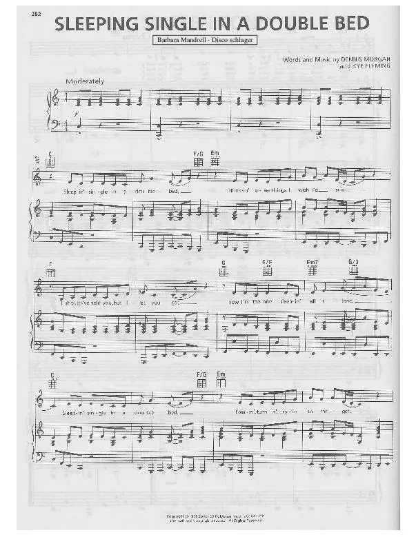 télécharger la partition d'accordéon Sleeping single in a double bed (Chant : Barbara Mandrell) (Disco Schlager) au format PDF