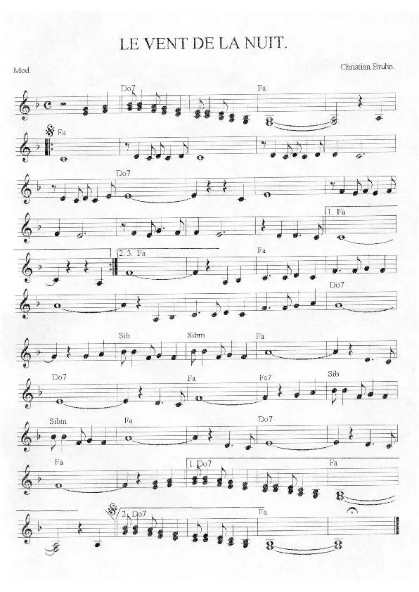 télécharger la partition d'accordéon Le vent de la nuit  (Chant : Mireille Mathieu) (Slow) (Relevé) au format PDF