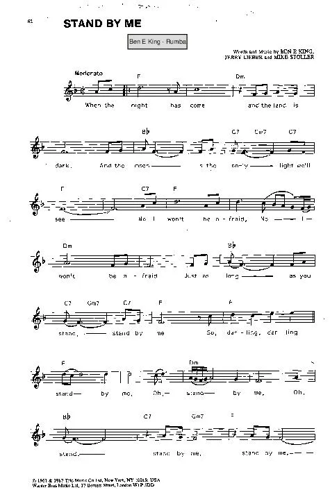 télécharger la partition d'accordéon Stand by me (Chant : Ben E King) (Rumba) au format PDF
