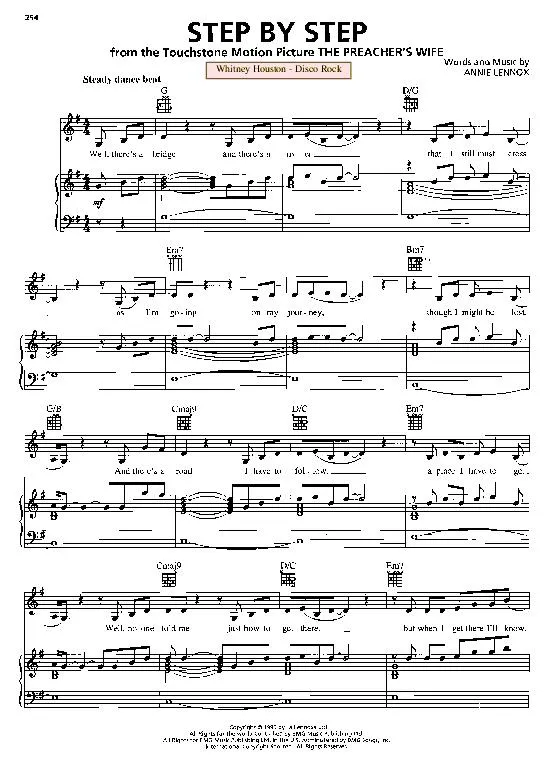 télécharger la partition d'accordéon Step by step (Du Film : The Preacher's wife) (Chant : Whitney Houston) (Disco Rock) au format PDF