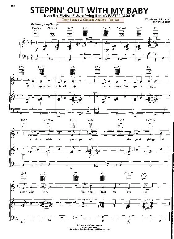 télécharger la partition d'accordéon Steppin' out with my baby (Du Film : Easter parade) (Chant : Tony Bennett & Christina Aguilera) (Fast Jazz) au format PDF
