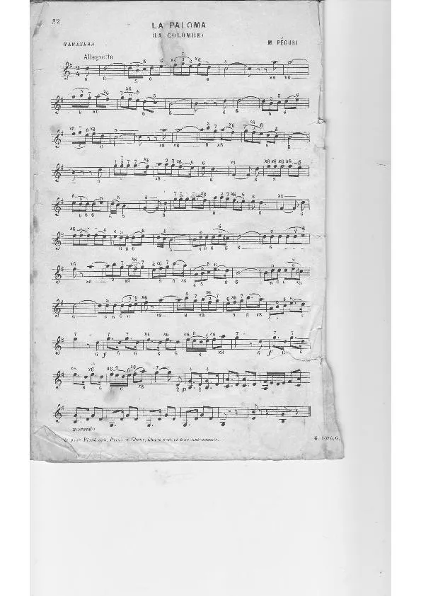 télécharger la partition d'accordéon La paloma (La colombe) (Arrangement de Michel Péguri) (Tango Habanera) au format PDF