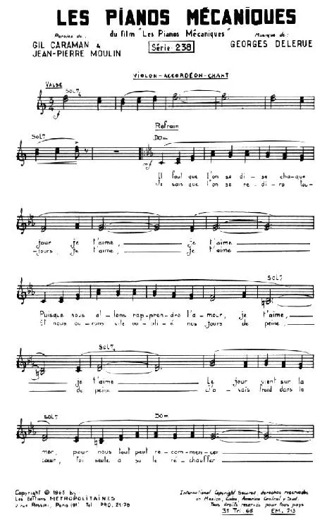 télécharger la partition d'accordéon Les Pianos Mécaniques (Valse) au format PDF