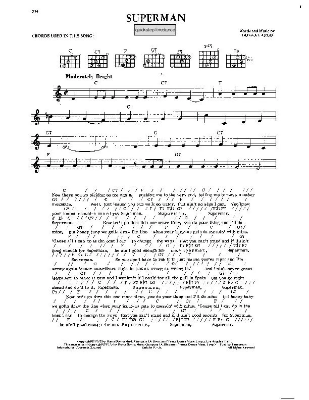 télécharger la partition d'accordéon Superman (Quickstep Linedance) au format PDF