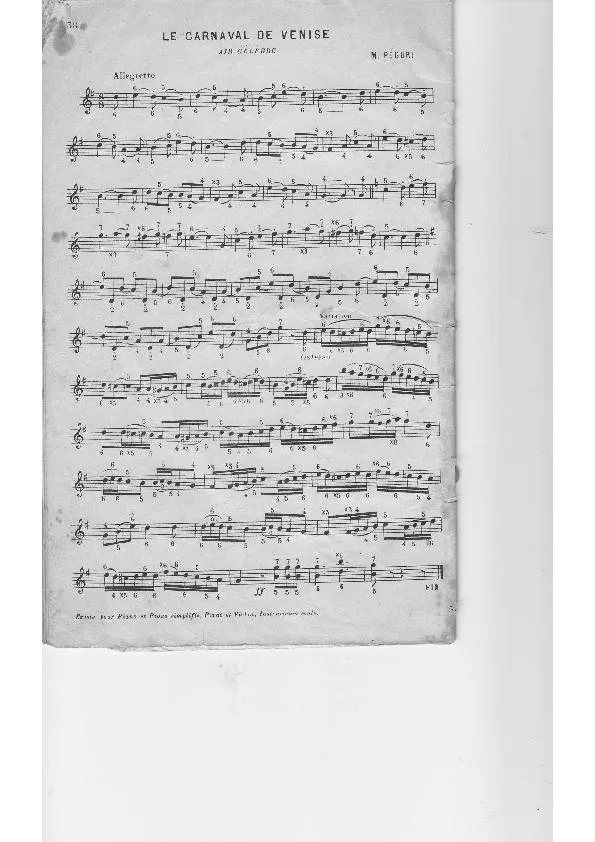 télécharger la partition d'accordéon Le carnaval de Venise (Arrangement pour accordéon de Michel Péguri) (Air célèbre d'opéra) au format PDF