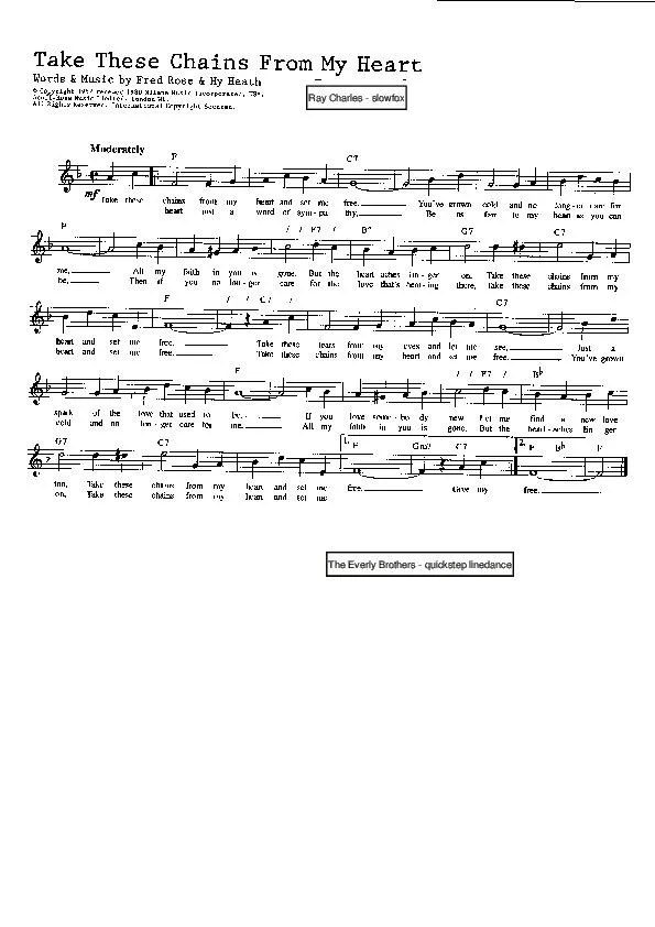 télécharger la partition d'accordéon Take these chains from my heart (Chant : Ray Charles) (Slow Fox-Trot) au format PDF