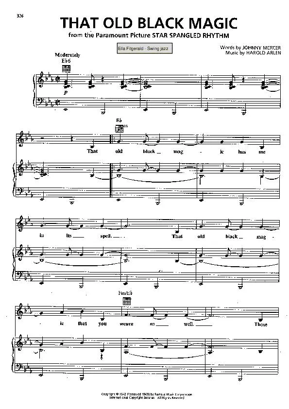 télécharger la partition d'accordéon That old black magic (Du Film : Star Spangled rhythm) (Chant : Ella Fitzgerald) (Swing Jazz) au format PDF