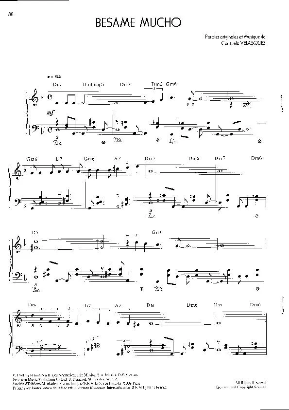 télécharger la partition d'accordéon Besame Mucho (Rumba Boléro) au format PDF