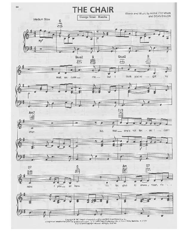télécharger la partition d'accordéon The chair (Chante : George Strait) (Rumba) au format PDF