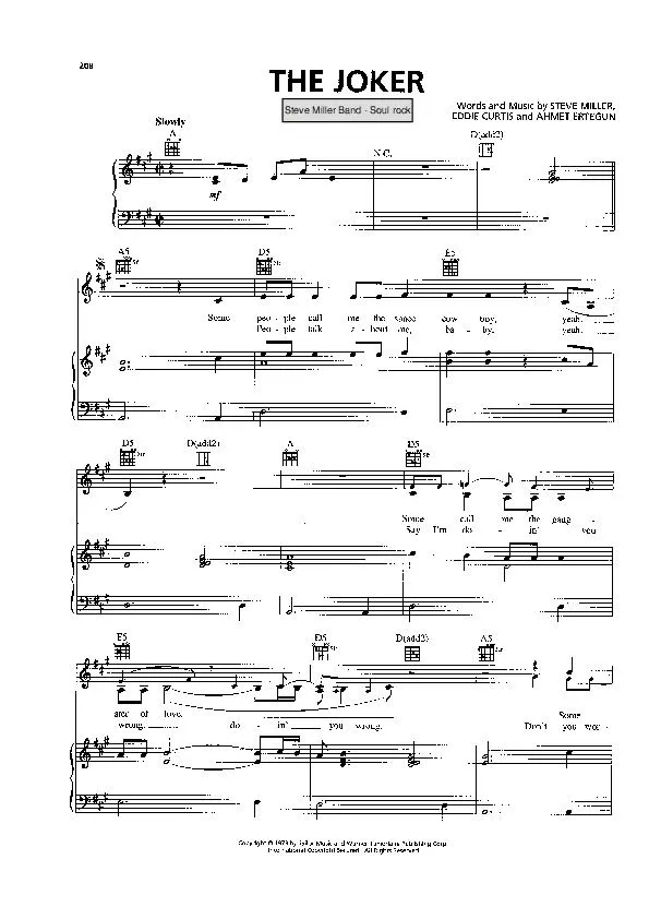 télécharger la partition d'accordéon The Joker (Interprètes : Steve Miller Band) (Soul Rock) au format PDF