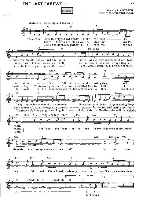 télécharger la partition d'accordéon The last farewell (Rumba) au format PDF