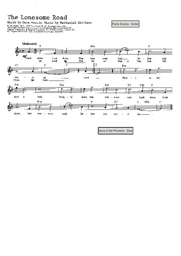 télécharger la partition d'accordéon The lonesome road (Chant : Frank Sinatra) (Fox-Trot) au format PDF