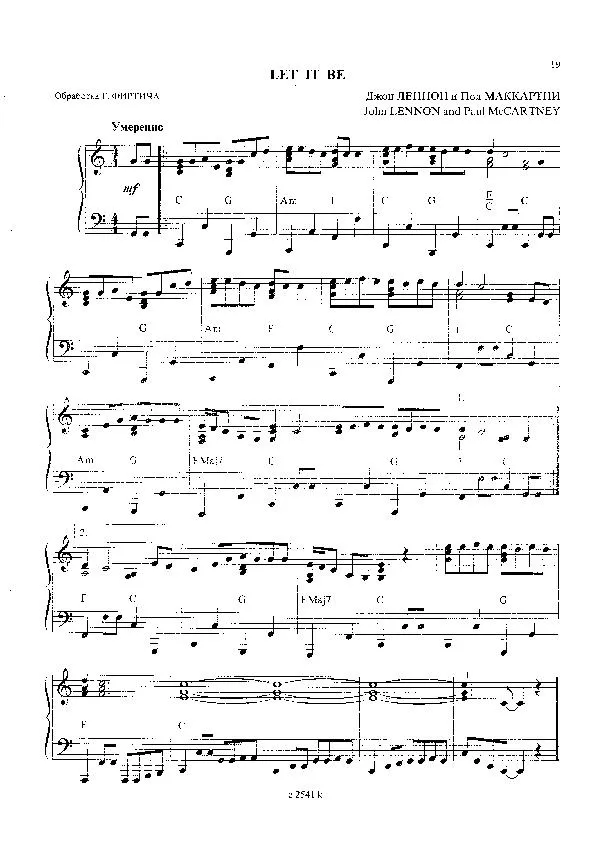 télécharger la partition d'accordéon Let it be (Chant : The Beatles) (Ballade Pop Rock) au format PDF