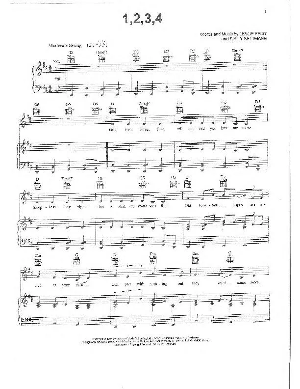 télécharger la partition d'accordéon 1 2 3 4 (Swing) au format PDF
