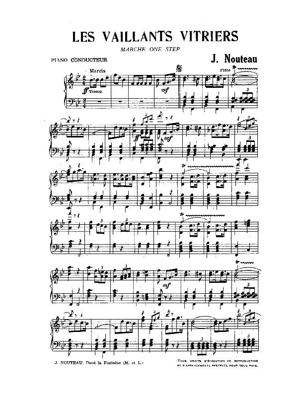 télécharger la partition d'accordéon Les vaillants vitriers (Marche One Step) (Partie : Piano Conducteur) au format PDF