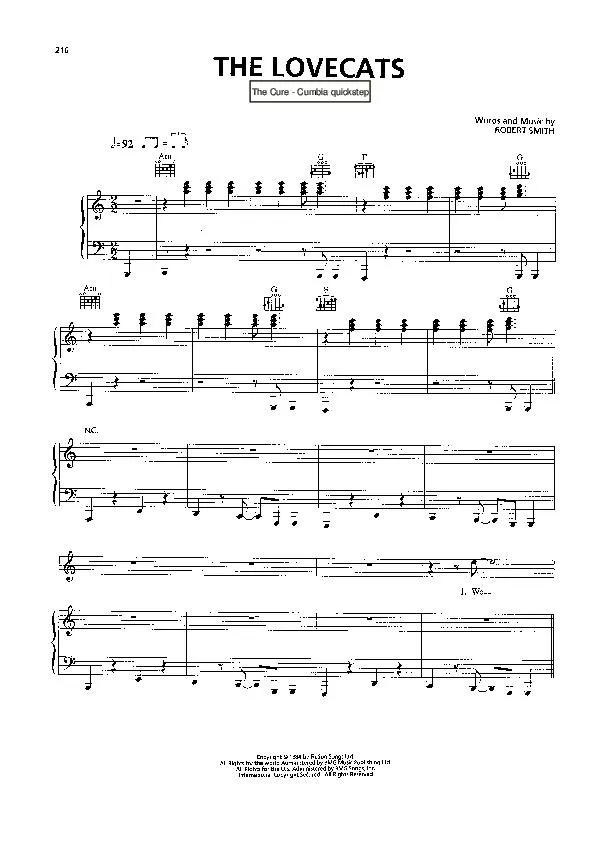 télécharger la partition d'accordéon The lovecats (Interprètes : The Cure) (Cumbia Quickstep) au format PDF