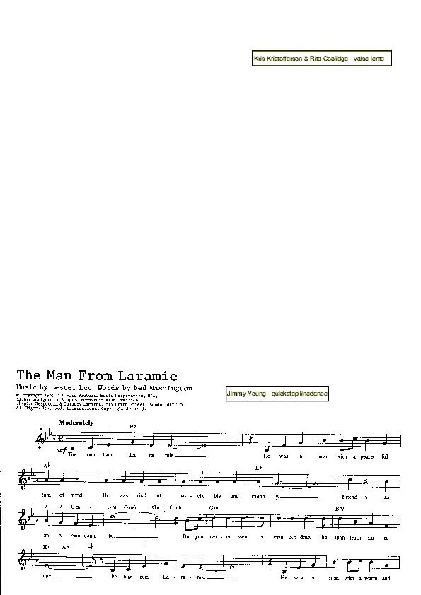 télécharger la partition d'accordéon The man from Laramie (Chant : Jimmy Young) (Quickstep Linedance) au format PDF
