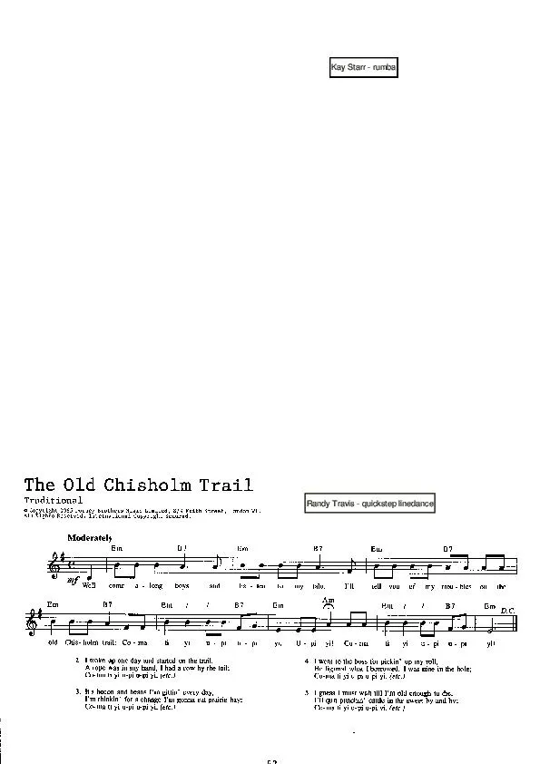 télécharger la partition d'accordéon The old Chisholm trail (Chant : Randy Travis) (Quickstep Linedance) au format PDF