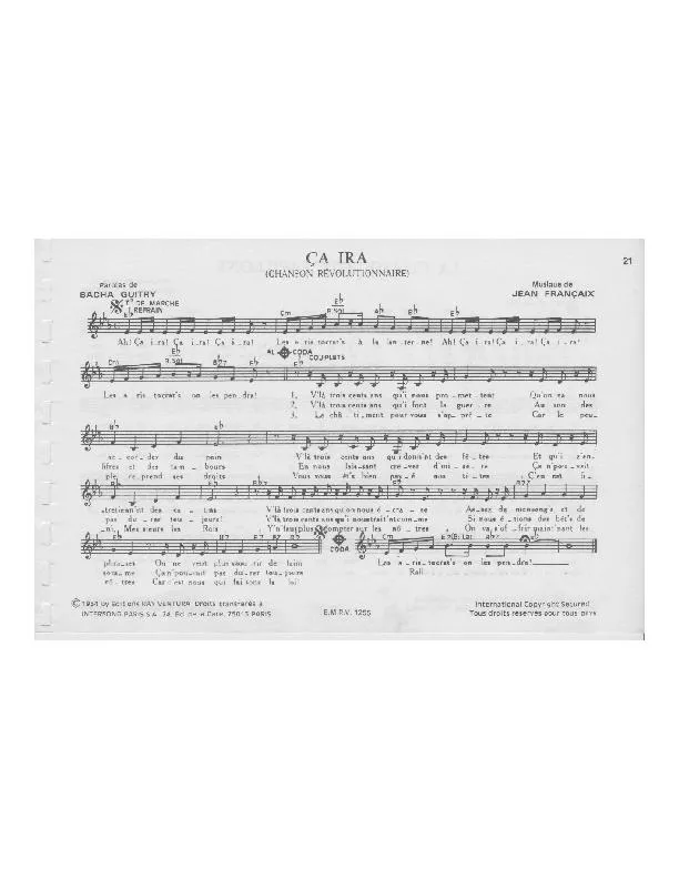télécharger la partition d'accordéon Ça ira (Chanson Révolutionnaire) au format PDF
