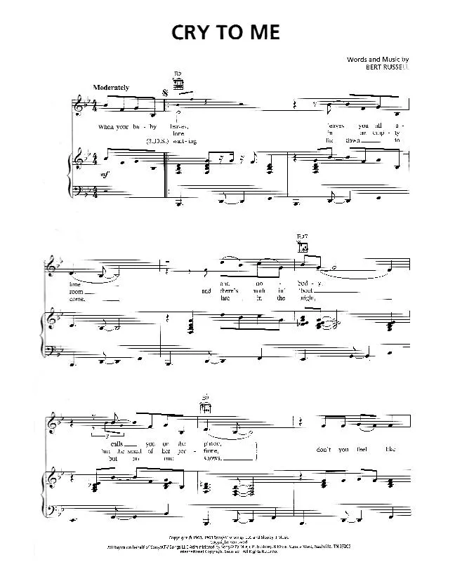 télécharger la partition d'accordéon Cry to me au format PDF