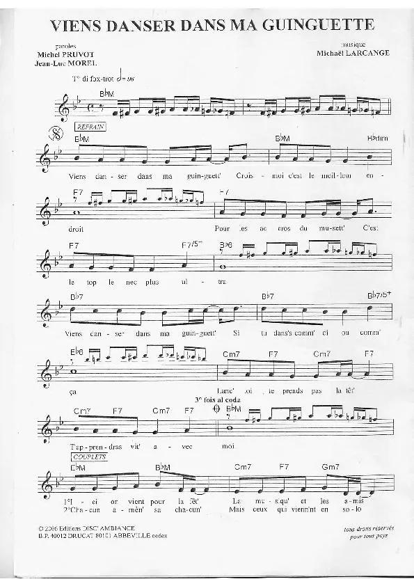 télécharger la partition d'accordéon Viens danser dans ma guinguette (Fox-Trot) au format PDF