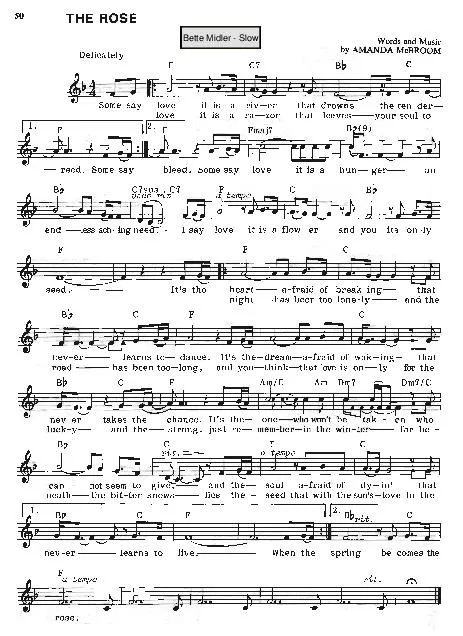 télécharger la partition d'accordéon The rose (Chant : Bette Midler) (Slow) au format PDF