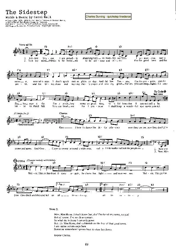 télécharger la partition d'accordéon The sidestep (Chant : Charles Durning) (Quickstep Linedance) au format PDF