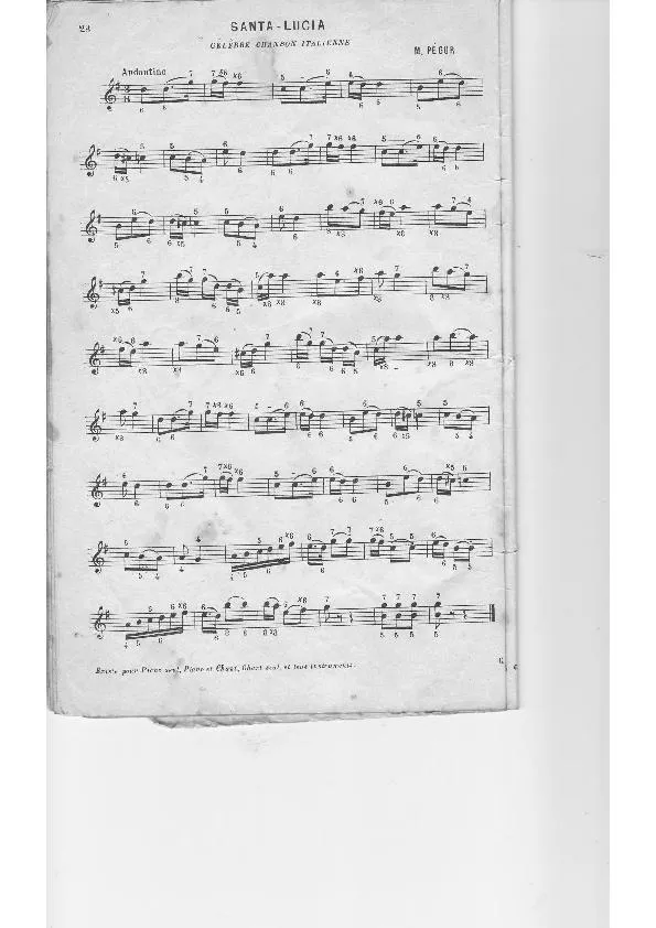 télécharger la partition d'accordéon Santa Lucia (Arrangement pour accordéon de Michel Péguri) (Barcarolle Napolitaine) au format PDF
