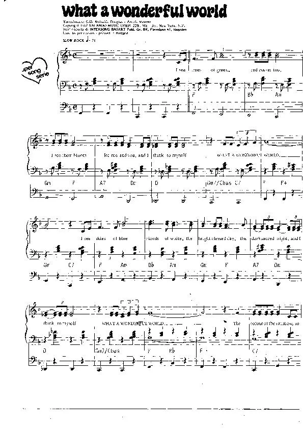 télécharger la partition d'accordéon What a wonderful world (Enregistré par Louis Armstrong) (Slow Rock) au format PDF