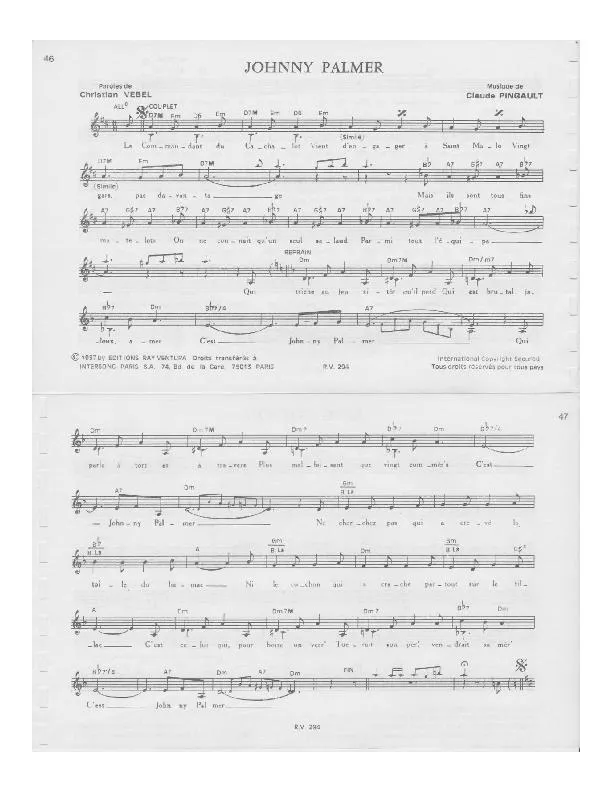 télécharger la partition d'accordéon Johnny Palmer au format PDF