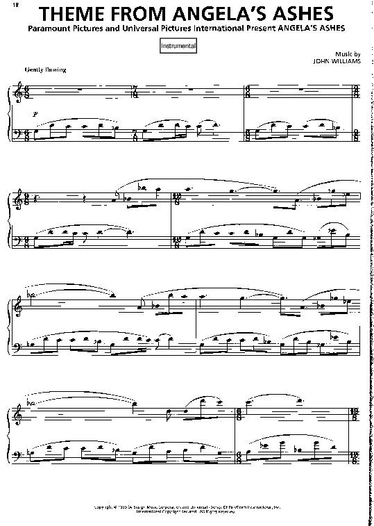 télécharger la partition d'accordéon Theme from Angela's ashes (Ballade Instrumentale) au format PDF