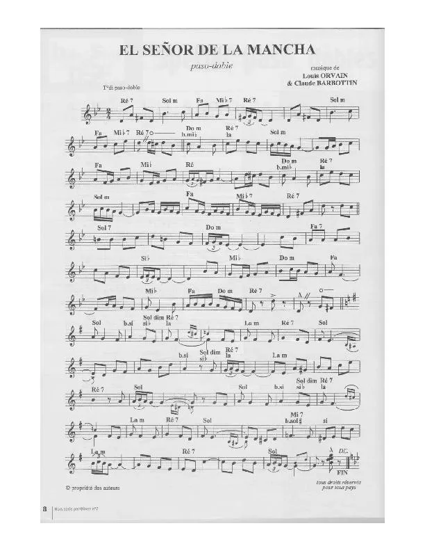télécharger la partition d'accordéon El señor de la mancha (Paso Doble) au format PDF