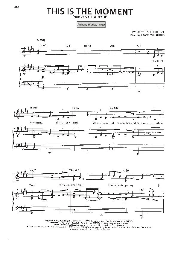 télécharger la partition d'accordéon This is the moment (Du Film : Jekyll & Hyde) (Chant : Anthony Warlow) (Slow) au format PDF
