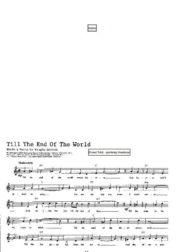 télécharger la partition d'accordéon Till the end of the world (Chant : Ernest Tubb) (Quickstep Linedance) au format PDF