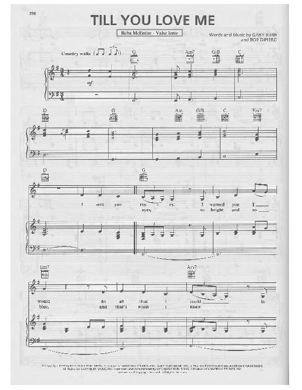 télécharger la partition d'accordéon Till you love me (Chant : Reba McEntire) (Valse Boston) au format PDF