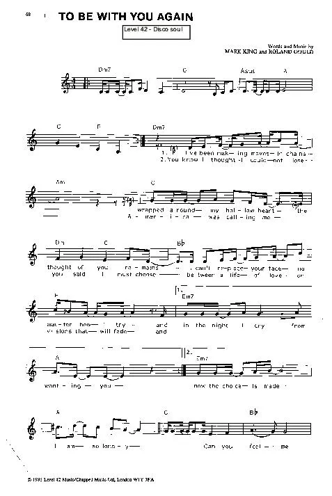 télécharger la partition d'accordéon To be with you again (Interprètes : Level 42) (Disco Soul) au format PDF
