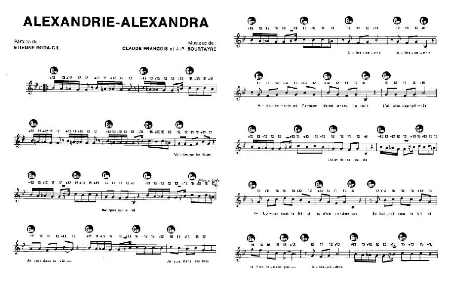 télécharger la partition d'accordéon Alexandrie Alexandra (Disco) au format PDF