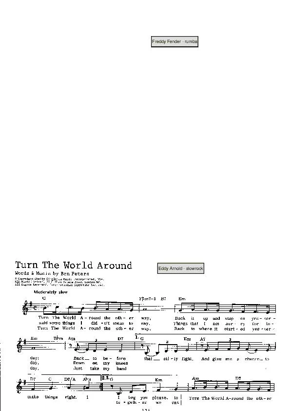 télécharger la partition d'accordéon Turn the world around (Chant : Eddy Arnold) (Slow Rock) au format PDF