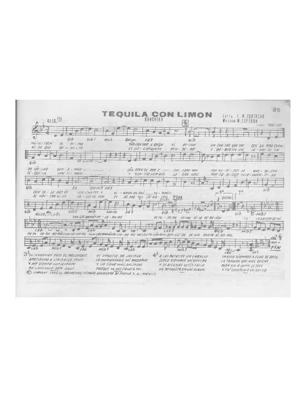 télécharger la partition d'accordéon Tequila con limon (Ranchera) au format PDF
